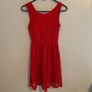 Red Open-Back Lace Dress